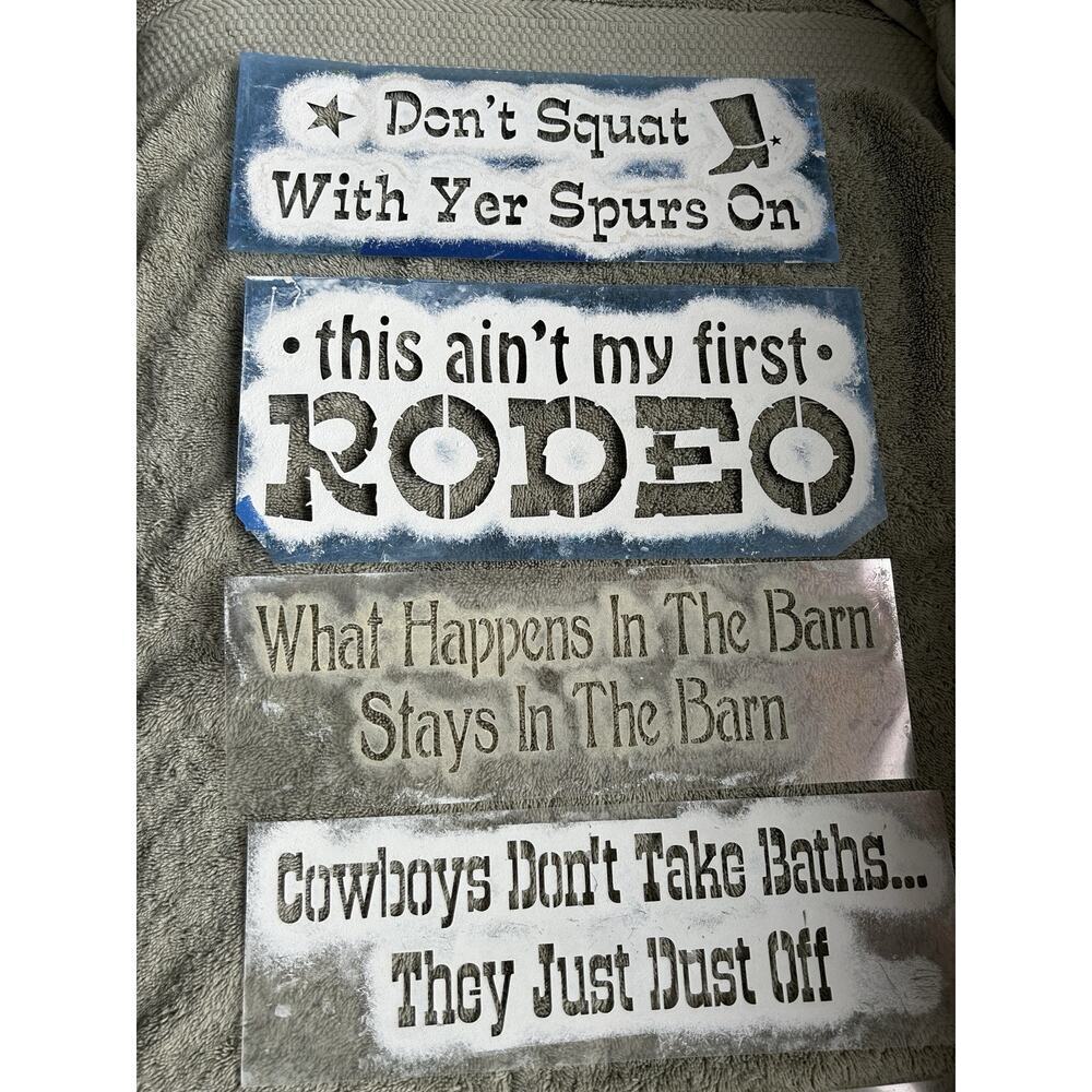 6 Reusable Mylar Stencils For Painting Cowboy Western Cowgirl Funny Signs Decor - Picture 3 of 3